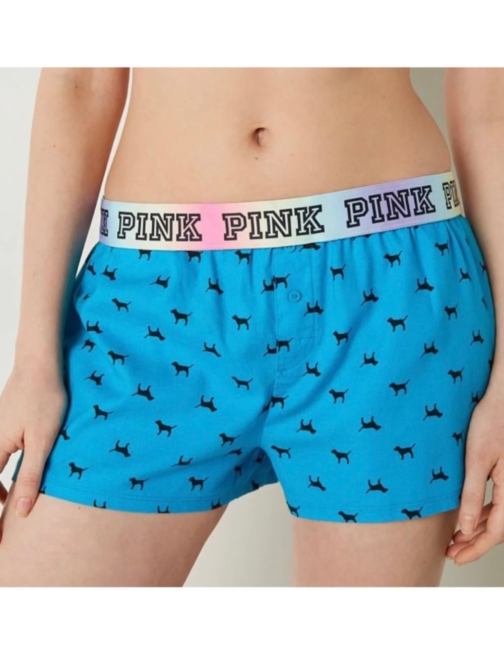 Victoria’s Secret PINK Marine Blue Dog Print Sleep Boxy Short NWT
